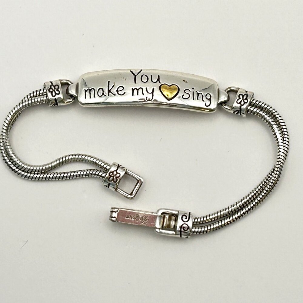 Brighton ID Bracelet Double Chain Silver Plated 6 1/2  inch